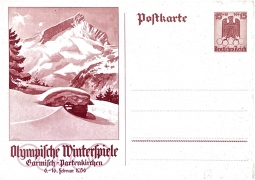 1935 15 Pf. Postal Card Commemorating the 1936 Winter Olympics