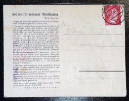 1942 Formula Lettersheet From KZ Mauthausen in Austria