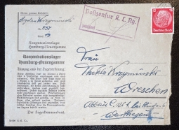 1942 Printed Envelope From Neuengamme Concentration Camp