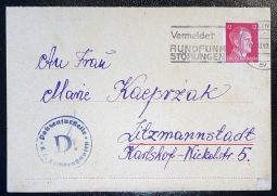 1942 Formula Letter From KZ Sachsenhausen to Litzmannstadt