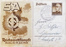 1938 Special Postal Card For SA SA Games in Berlin