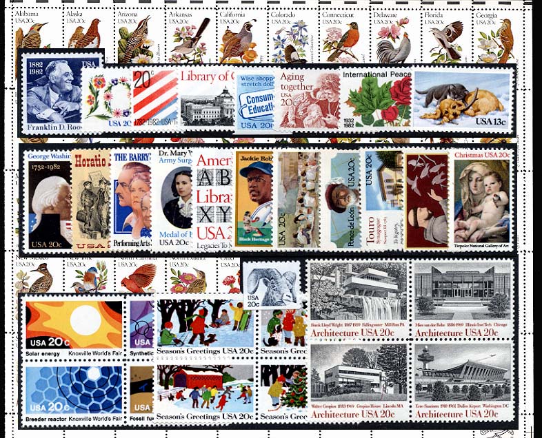 1982 US Commemorative Stamp Year Set 19492030