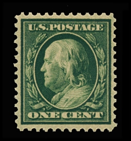 US 357 One-cent Franklin Blue Paper
