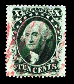 US 35  1859 Dark Green 10-Cent Washington Type V