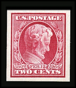 US 368 1909 Two-cent Abraham Lincoln Imperforate