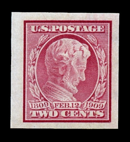 US 368 1909 Two-cent Abraham Lincoln Imperforate