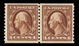 US 446 1914 Four-cent Washington Horizontal Coil Pair