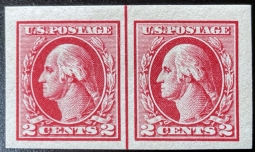 US 532  1918 Imperf Two-cent Washington Type IV  Offset Line Pair