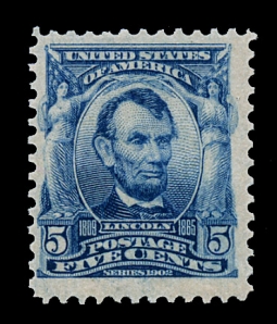 US 304 1902 Deep Blue Five-cent Lincoln