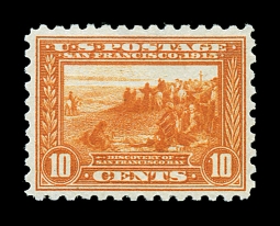US 404 10-Cent Orange.  Discovery of San Francisco Bay, Perf. 10.