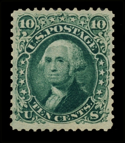 US 68a Dark Green 1861 10-Cent Washington
