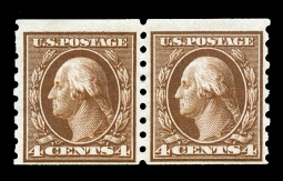 US 395 1910 Four-cent Washington Coil Pair