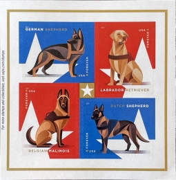 US 5405-8 2019 Military Working Dogs Block of Four