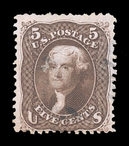 US 76a 1863 Black Brown 5-cent Jefferson