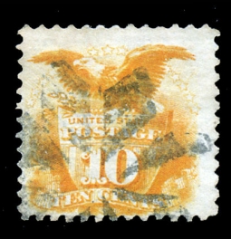 US 116 1869 10-cent oOnge Flag and Shield