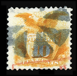 US 116 1869 10-cent Orange Flag and Shield