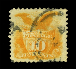 US 116 1869 10-cent Orange Eagle, Flag and Shield