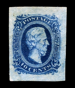 "CSA 11, 10-cent Dark Blue Jefferson Davis"