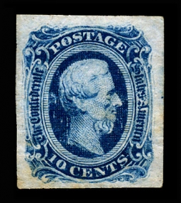 "CSA 12, 10-cent Blue Jefferson Davis"