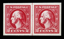 US 534A 1918 Imperforate Two-cent Washington Type VI Pair