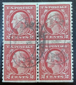 US 540 1919 Two-Cent Washington Imperf Between Block