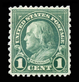 US 578 1923 One-cent Franklin Coil Waste