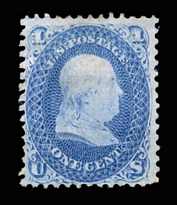 US 92 1867 1 Cent Franklin  "F" grill