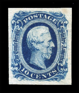 "CSA 12, 10-cent Blue Jefferson Davis"