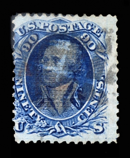 US 101 1867 90 Cent Blue Washington "F" Grill