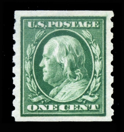 US 392 1910 One-Cent Franklin Horizontal Coil