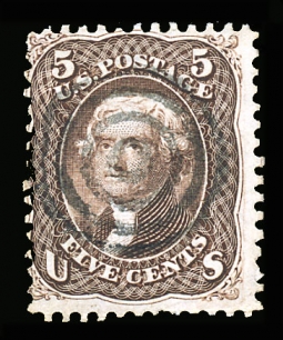 US 95 1867 5-Cent Jefferson "F"  Grill