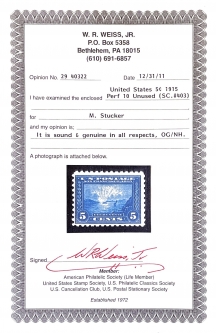 US 403 Five-Cent Golden Gate Perf 10