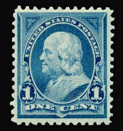 US 264  1895 1 Cent Franklin, Dark Blue
