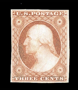 US 10 Three-Cent 1851 Imperforate Washington
