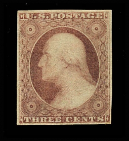 US 11 3-Cent 1851 Imperforate Washington