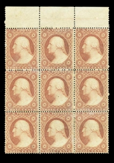 US 26, Three-Cent Washington, Block of Nine