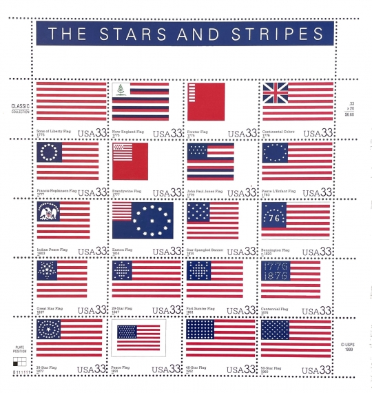 3403 Stars and Stripes Pane of 20: Allstamp.net