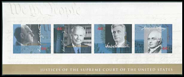 US 4422 Supreme Court Justices Souvenir Sheet Used